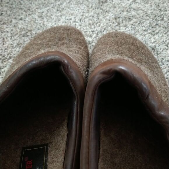 Haflinger Womens 41 Slip On Mule Clogs Wool Wedge Brown Tan - Picture 12 of 13